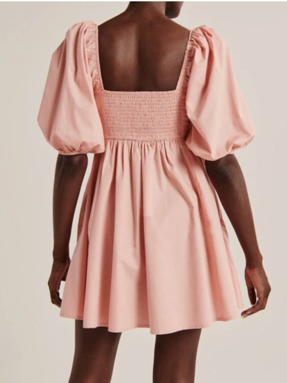NWT Abercrombie & Fitch Emerson Poplin Puff Sleeve Mini Dress XS Light Pink - Picture 5 of 16